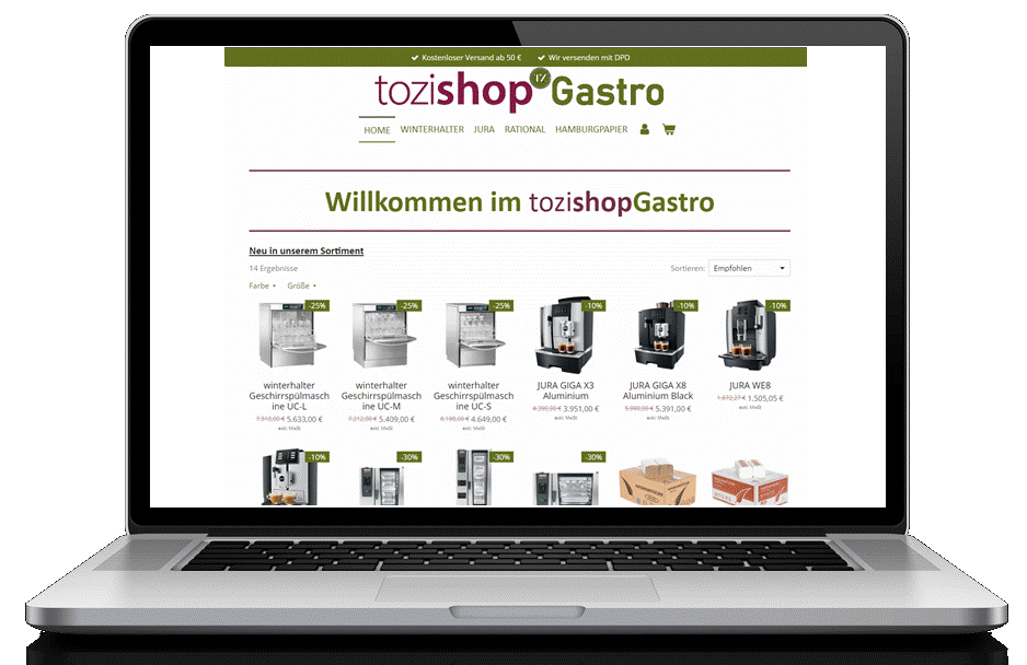 Webshop Gastro von Toni Zimmermann GmbH